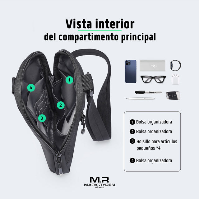 Bandolera Ejecutiva Aesthetic Negra | Moderna, Compacta y Funcional para Profesionales Mark Ryden MR732