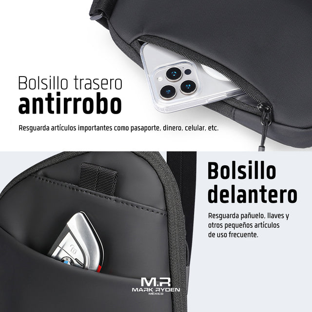 Bandolera Ejecutiva Aesthetic Negra | Moderna, Compacta y Funcional para Profesionales Mark Ryden MR732
