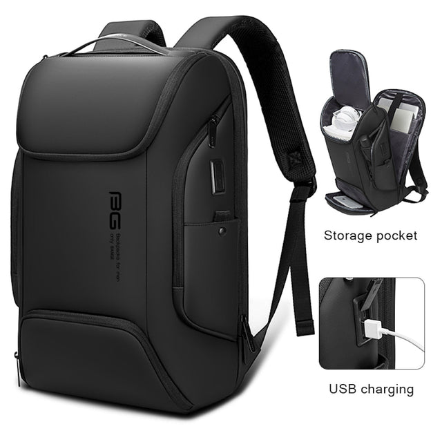 Mochila BANGE. Para laptop 16″, iPad y artículos extra puerto de carga USB y material repelente al agua Oxford. Modelo BG-7267