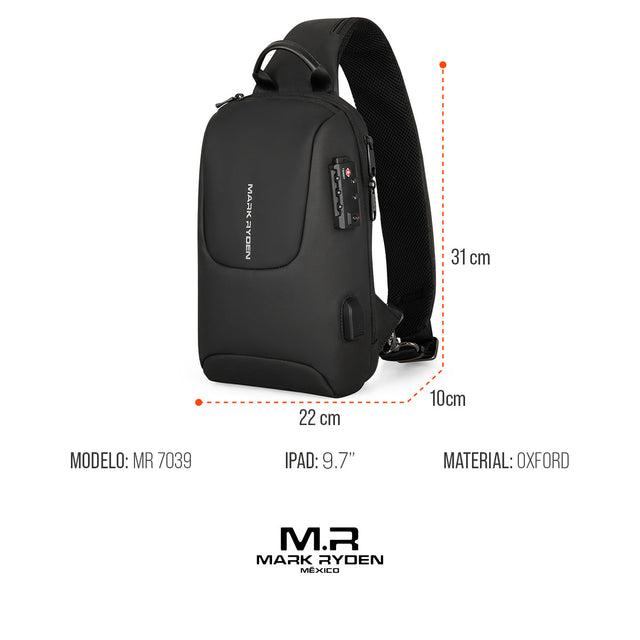 Bandolera Antirrobo con Candado TSA Mark Ryden MR7039 para iPad 9.7” | Puerto USB