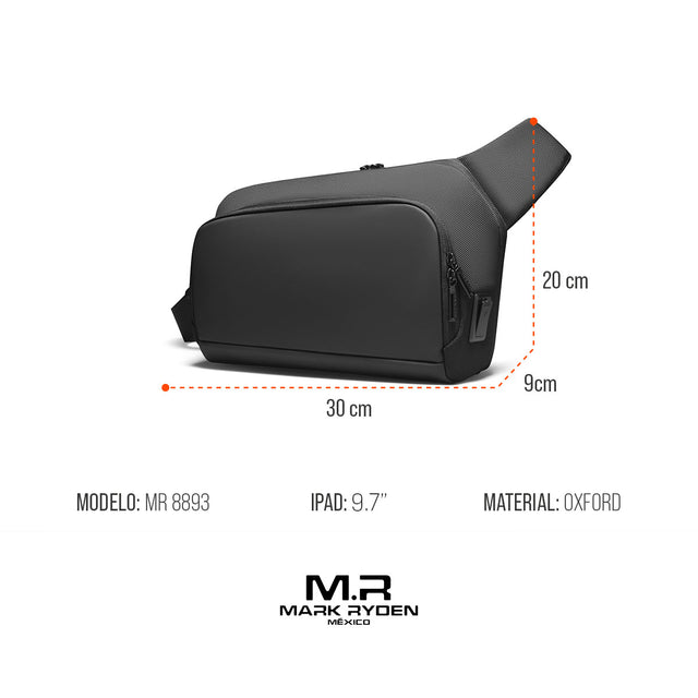 Bandolera Mark Ryden MR8893 para iPad 9.7” | Diseño Futurista con Puerto USB-C