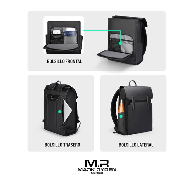 Mochila Ejecutiva Mark Ryden MR 6602 | con Solapa Magnética y Espacio para Laptop