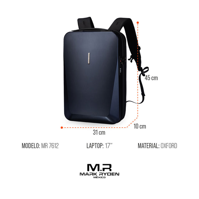 Mochila Futurista Mark Ryden MR7612 | Tapa Dura Antirrobo, puerto USB + USB C integrados