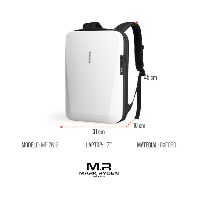 Mochila Futurista Mark Ryden MR7612 | Tapa Dura Antirrobo, puerto USB + USB C integrados