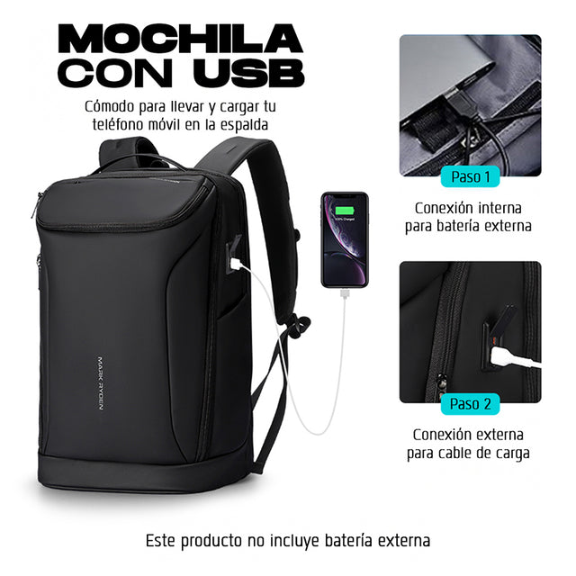 Mochila Ejecutiva Antirrobo para Laptop 17.3” con Puerto USB, Apertura 180° y Capacidad de 30L – MR 9031YSJKR