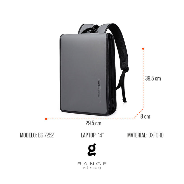 Mochila Ejecutiva delgada Bange BG-7252 | para Laptop de 14” con Apertura 180°