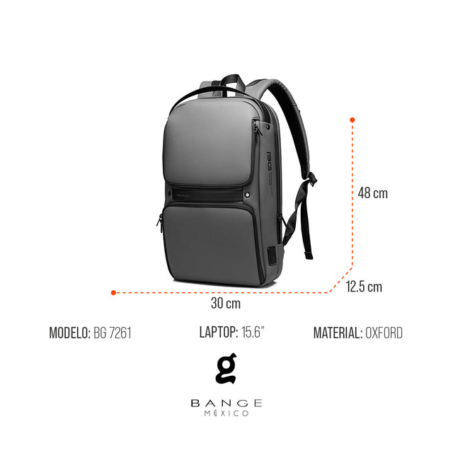 Mochila de Negocios para Laptop 15.6" BG-7261 | Puerto USB y Tapa Blanda