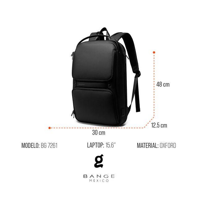 Mochila de Negocios para Laptop 15.6" BG-7261 | Puerto USB y Tapa Blanda