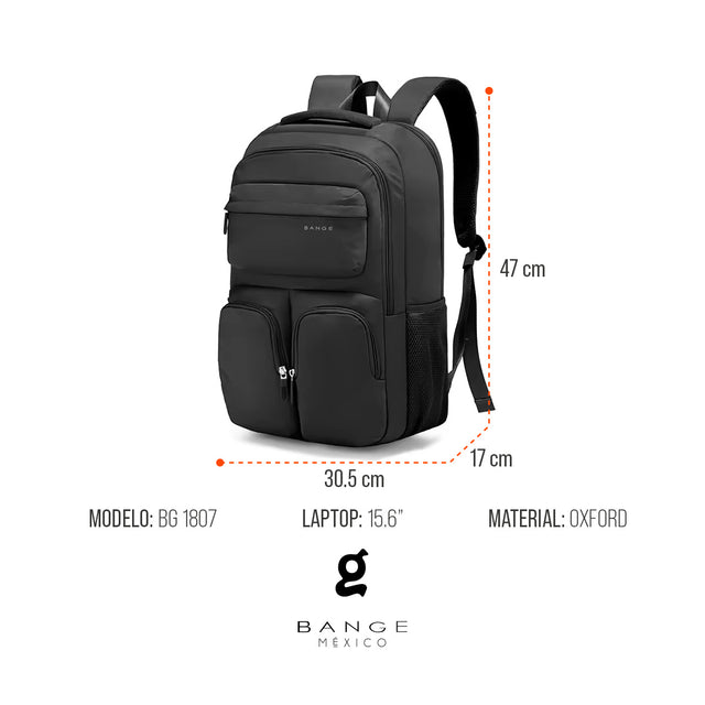 Mochila Escolar Bange BG-1807 para Laptop 15.6” e iPad 12.9” |Impermeable, Ligera y Ergonómica