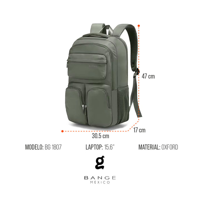 Mochila Escolar Bange BG-1807 para Laptop 15.6” e iPad 12.9” |Impermeable, Ligera y Ergonómica