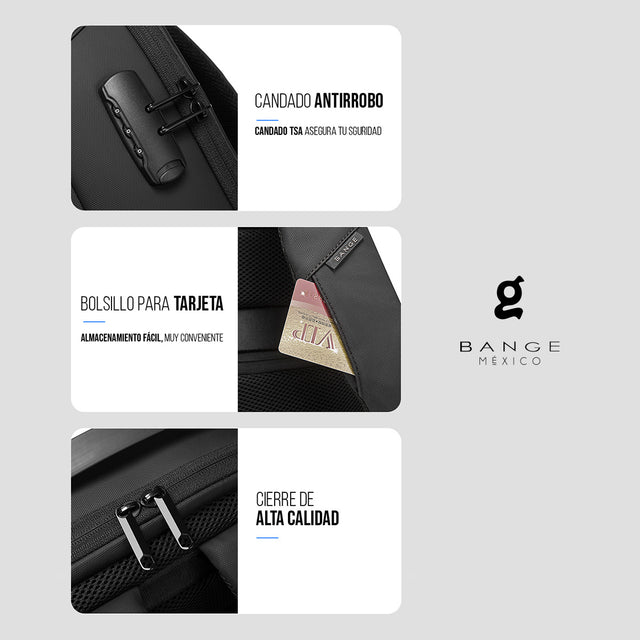 Mochila Antirrobo Bange BG-7225 | para Laptop de 15.6” con Diseño Repelente al Agua