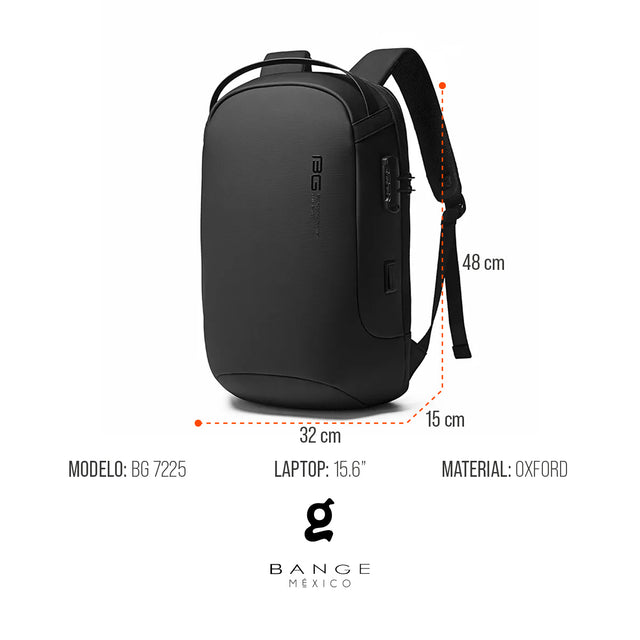 Mochila Antirrobo Bange BG-7225 | para Laptop de 15.6” con Diseño Repelente al Agua