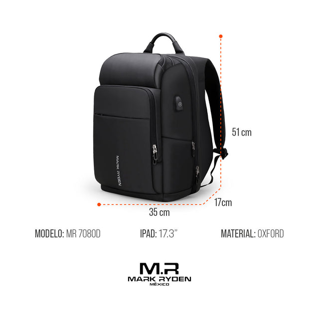 Mochila de Viaje Mark Ryden MR7080 | Puerto USB y Doble Tamaño (17.3”)