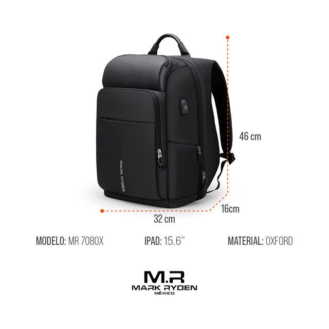 Mochila de Viaje Mark Ryden MR7080 | Puerto USB y Doble Tamaño (17.3”)