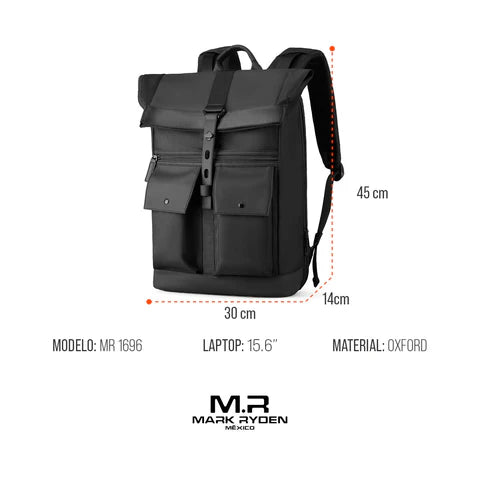 Mochila Mark Ryden Business de Gran Capacidad para Laptop – Diseño con Solapa y Hebilla, Ideal para Viaje y Trabajo MR 1696