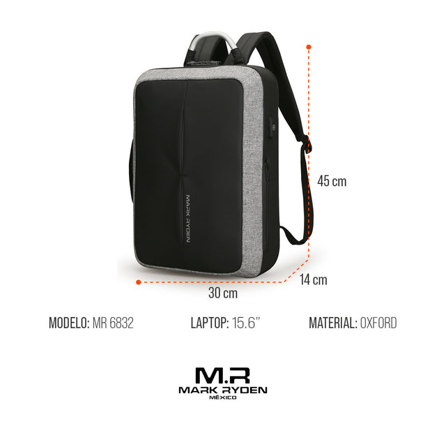 Mochila Ejecutiva Mark Ryden MR6832 | para Laptop 15.6” Expandible y con Puerto USB