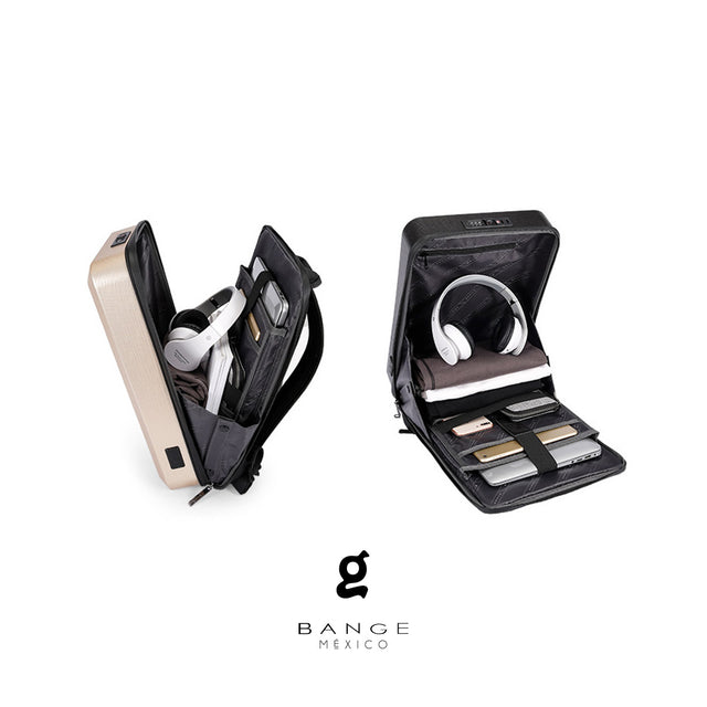 Mochila Futurista Bange BG-2839 | de Tapa Dura y con Candado Antirrobo TSA