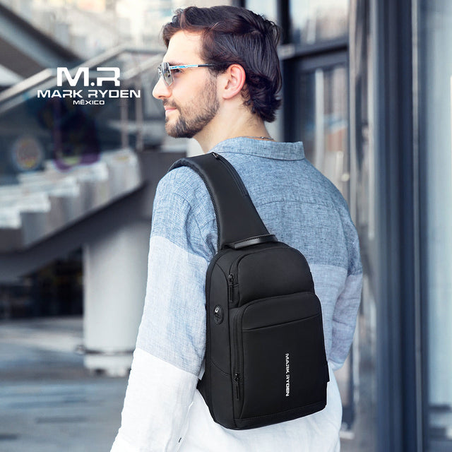 Mochila Escolar Mark Ryden MR7618: Bandolera Ejecutiva con Puerto USB y Diseño Impermeable