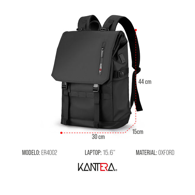 Mochila Ejecutiva Aesthetic con brujula para Laptop 15.6” | Kantera – Impermeable con USB y Protección RFID ER4002