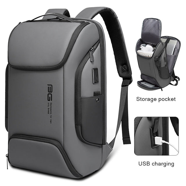 Mochila BANGE. Para laptop 16″, iPad y artículos extra puerto de carga USB y material repelente al agua Oxford. Modelo BG-7267