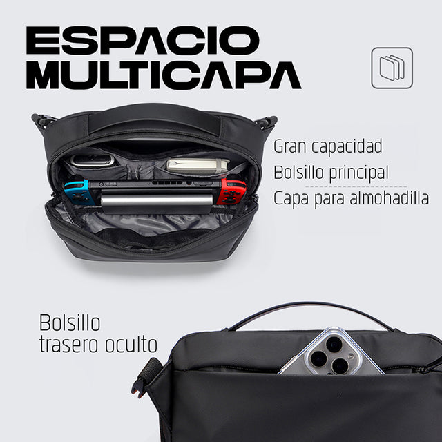 Bolso Bandolera Piel Sintética Impermeable, Minimalista y de Gran Capacidad MR 303