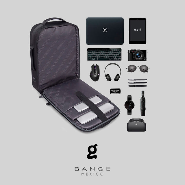 BANGE Mochila Negra con puerto USB, para Laptop de 15.6” Modelo BG-S52