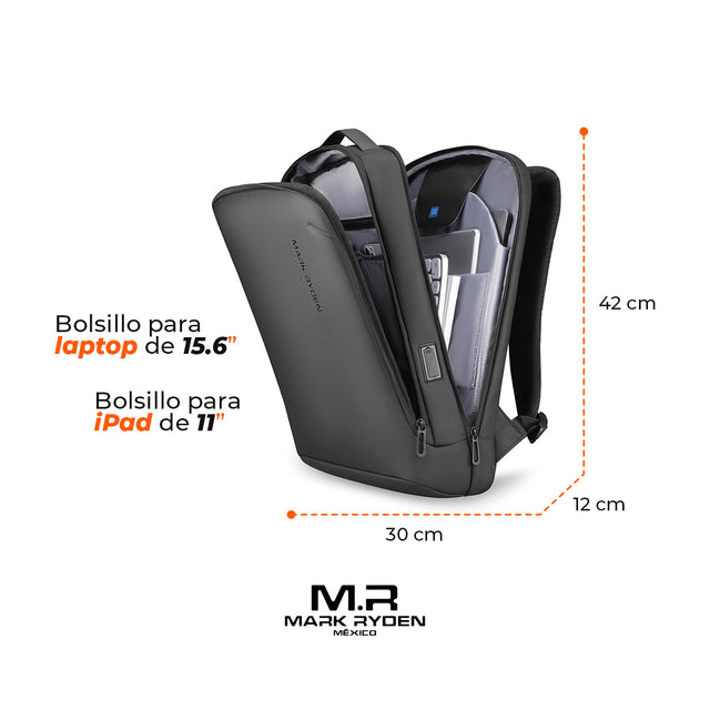 Mochila Escolar Mark Ryden MR9008 para Laptop 15.6” y Tablet 11” | Repelente al agua y con Puerto USB