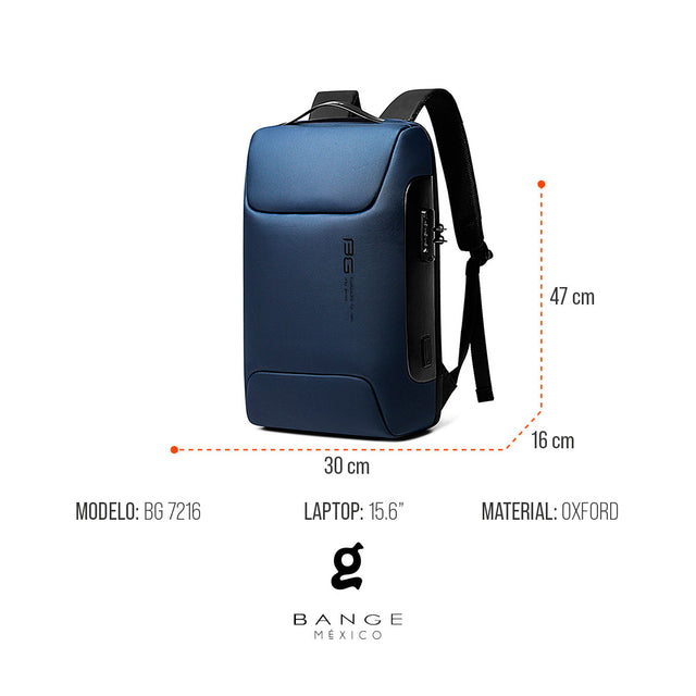 Mochila Antirrobo para Laptop de 15.6” BG-7216 | con Puerto USB