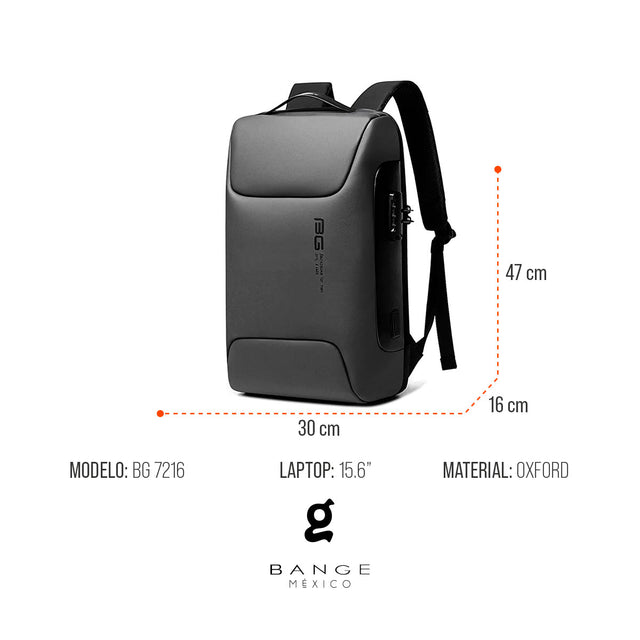 Mochila Antirrobo para Laptop de 15.6” BG-7216 | con Puerto USB