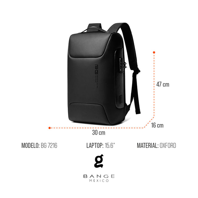 Mochila Antirrobo para Laptop de 15.6” BG-7216 | con Puerto USB