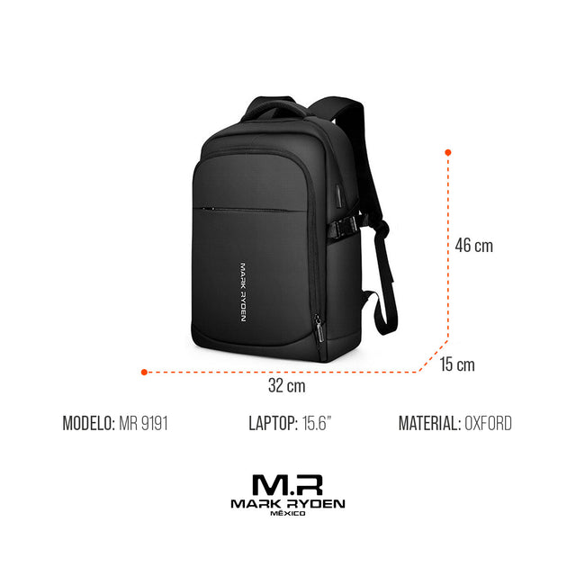 Mochila Mark Ryden MR9191 para Laptop 15.6” | Con Puerto USB