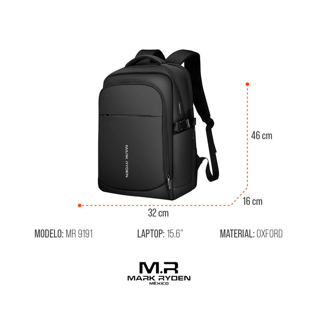 Mochila Mark Ryden MR9191 para Laptop 15.6” | Con Puerto USB