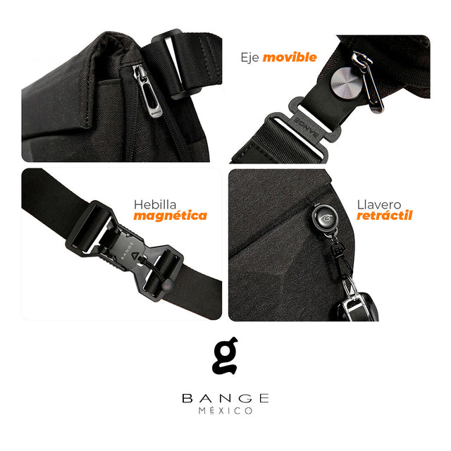 Mochila Cruzada Ligera Bange BG-7502 | con Expansión de 7cm para Tablet de 7.9”