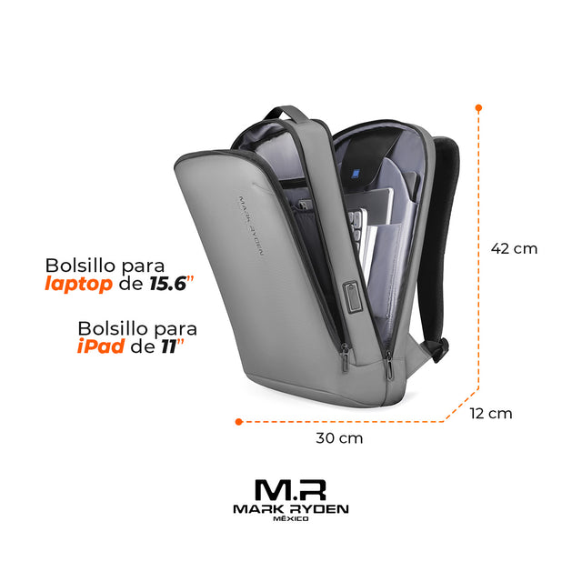 Mochila Escolar Mark Ryden MR9008 para Laptop 15.6” y Tablet 11” | Repelente al agua y con Puerto USB