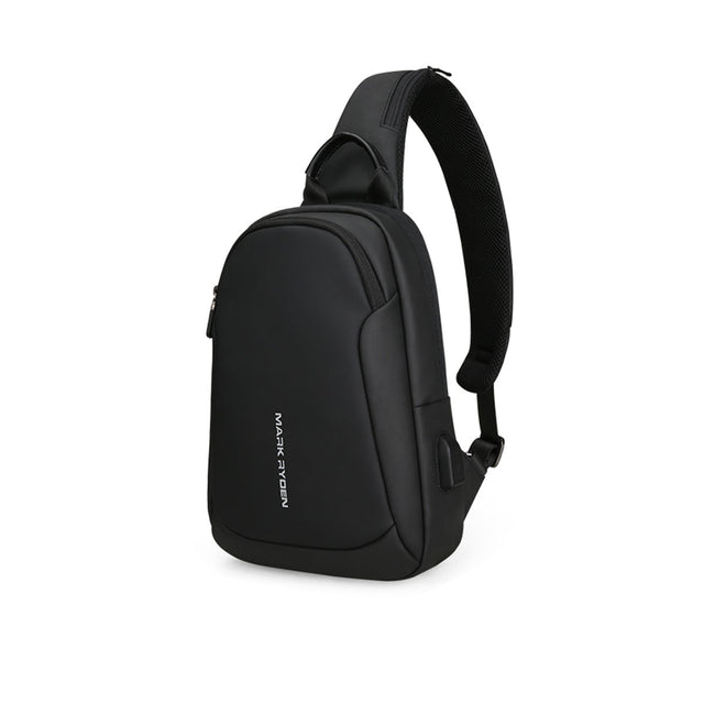 Mochila Cruzada Negra para iPad 9.7” Mark Ryden MR 7191 | Repelente al Agua y Puerto USB