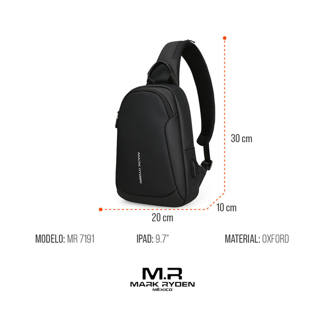 Mochila cruzada negra Mark Ryden Modelo 7191