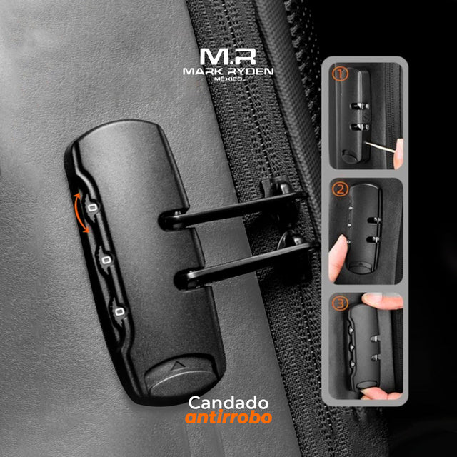 Mochila Antirrobo Mark Ryden con puerto de carga USB y micro USB Modelo 9116