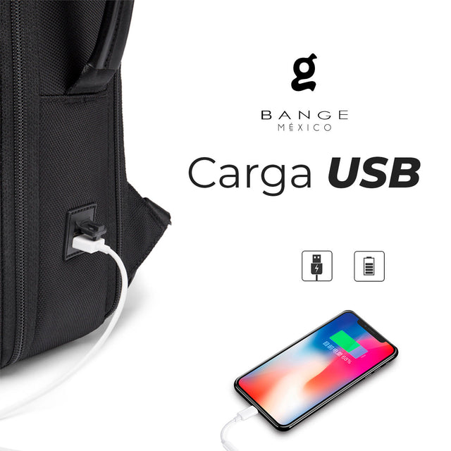 BANGE Mochila Negra con puerto USB, para Laptop de 15.6” Modelo BG-S52