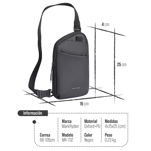 Bandolera Ejecutiva Aesthetic Negra | Moderna, Compacta y Funcional para Profesionales Mark Ryden MR732