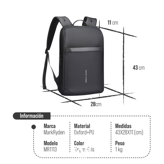 Mochila para Laptop Mark Ryden de Gran Capacidad para Trabajo y Viajes MR 1113