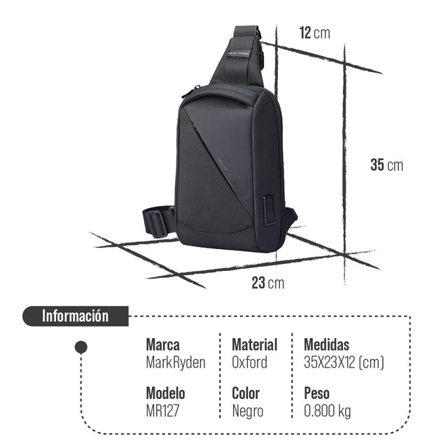 Bolsa Crossbody Mark Ryden – Sling Antirrobo Impermeable con Compartimentos Organizadores MR 127