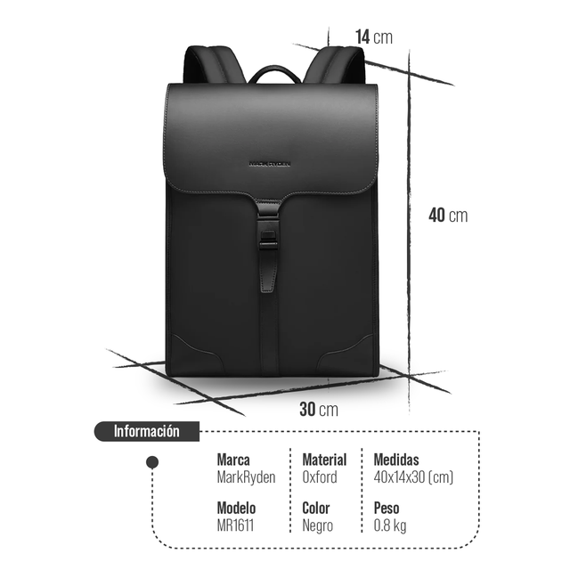 Mochila para Laptop Mark Ryden MR 1611 - Repelente al Agua 15.6" | Elegante y Funcional