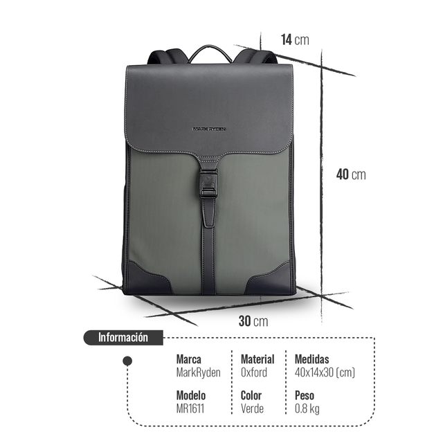 Mochila para Laptop Mark Ryden MR 1611 - Repelente al Agua 15.6" | Elegante y Funcional