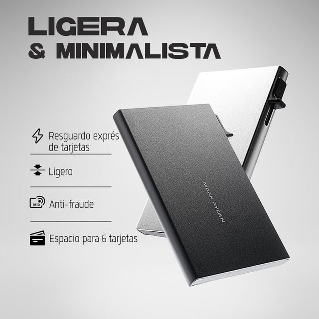 Portatarjetas Metálico Mark Ryden – Ultra-fino, Antideslizante y Minimalista MR23