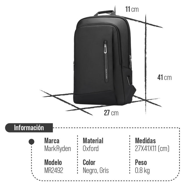 Mochila Mark Ryden Multifuncional de Gran Capacidad – Impermeable, Ligera y para Laptop 15.6” MR 2492