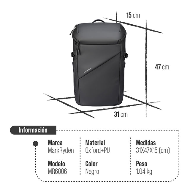 Mochila para Laptop Mark Ryden Impermeable de Gran Capacidad para Negocios y Viaje MR 6886