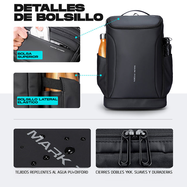 Mochila Ejecutiva Antirrobo para Laptop 17.3” con Puerto USB, Apertura 180° y Capacidad de 30L – MR 9031YSJKR