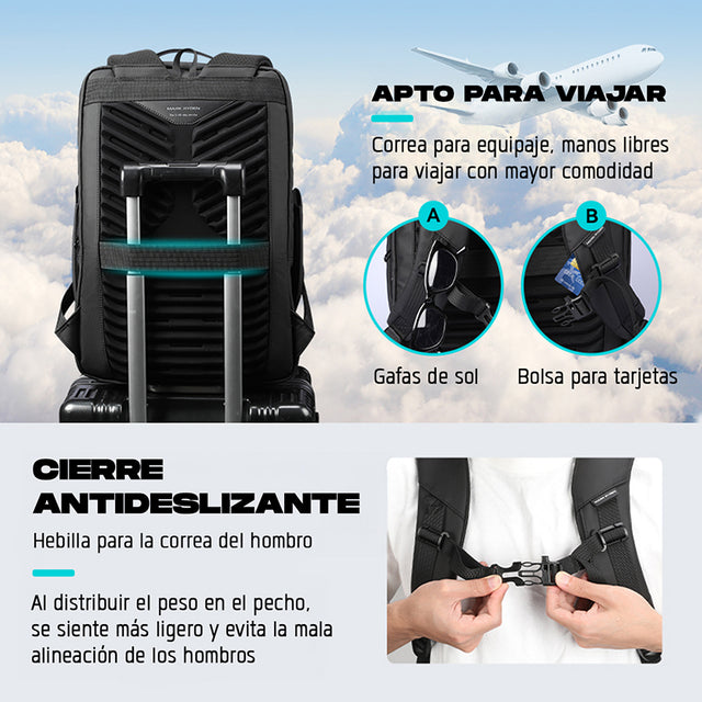 Mochila Ejecutiva Antirrobo para Laptop 17.3” con Puerto USB, Apertura 180° y Capacidad de 30L – MR 9031YSJKR