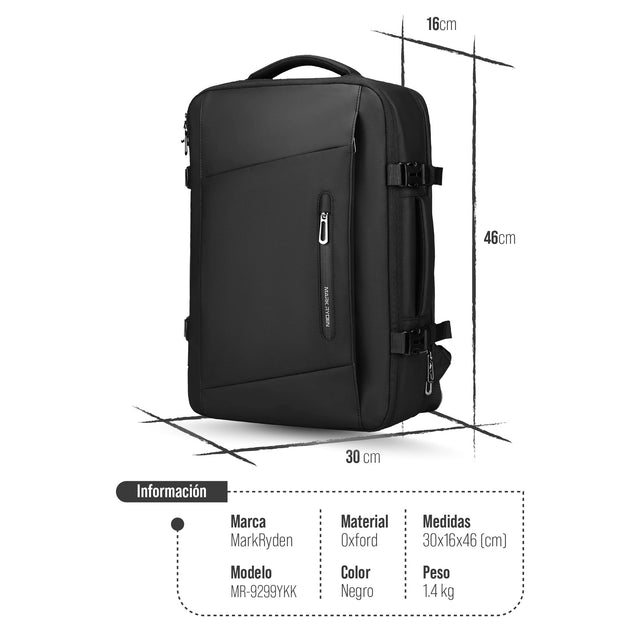 Mochila de Viaje, Compresión al Vacío,  Apto Cabina, Resistente al Agua, Ideal para Vuelos Mark Ryden MR9299YKK