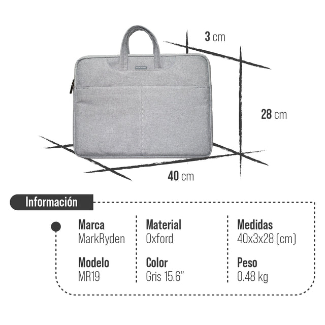 Portafolio para laptop Mark Ryden Modelo MR 98D- Maletín Ligero para Laptop 15"